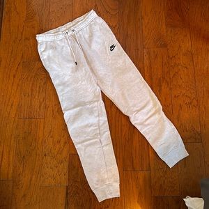 Nike White Light Heathered Sweat Pants Joggers Athleisure Bottoms Drawstring S